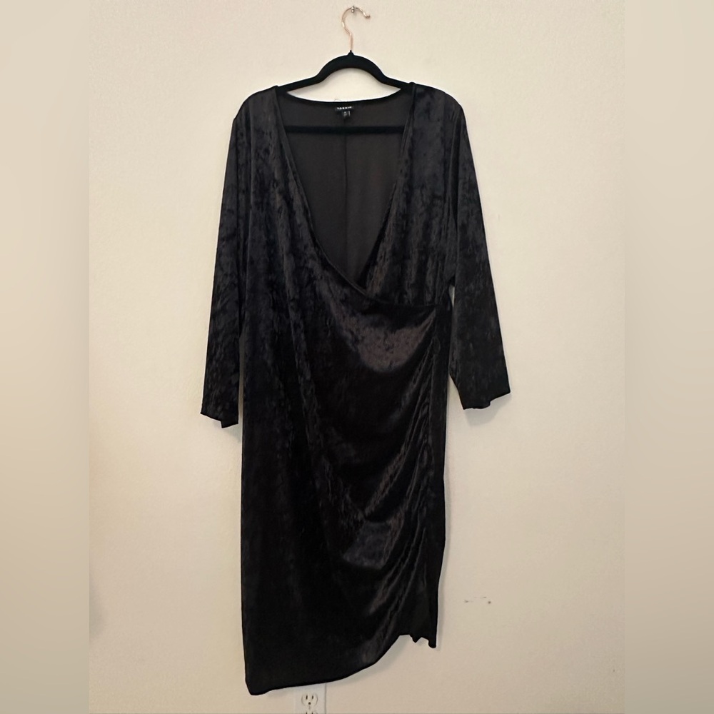 Torrid Black Crushed Velvet Bodycon Dress Sz 4X Goth Whimsigoth Party Fairy